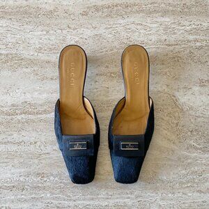 Vintage Gucci Tom Ford-era Pony Hair Kitten Heel Mules